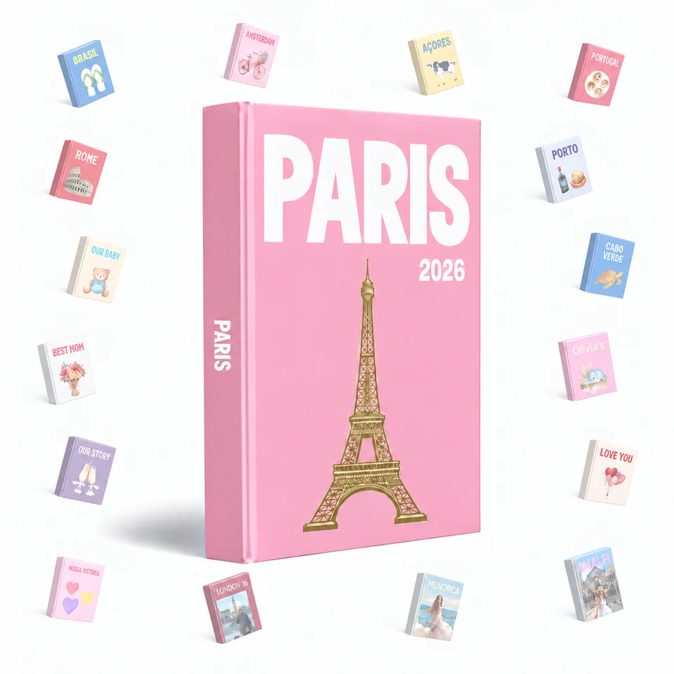 Álbum Paris 2026 com diferentes designs de capa à volta.